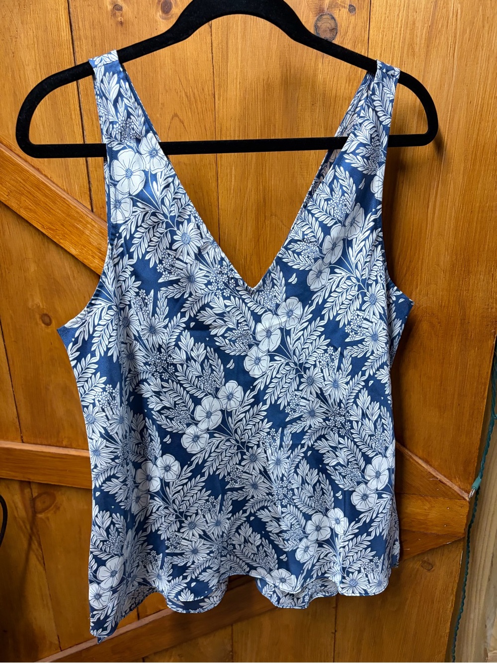 J. Crew Navy and White Floral V-Neck Camisole